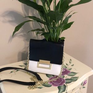 Ivanka Trump Black, White, & Gold chain purse